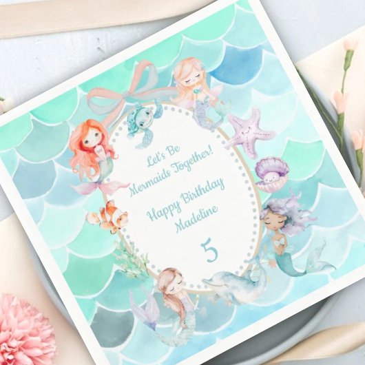 Lasst uns Mermaids zusammen Mermaid Party Geburtst Serviette