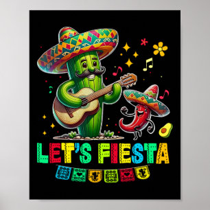 Lasst uns Mexiko Fiesta Taco Gitarre Kaktus Cinc f Poster