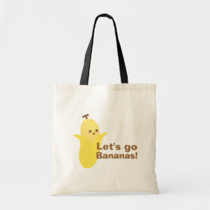 Lasst uns mit dieser süßen und glücklichen Banane Tragetasche