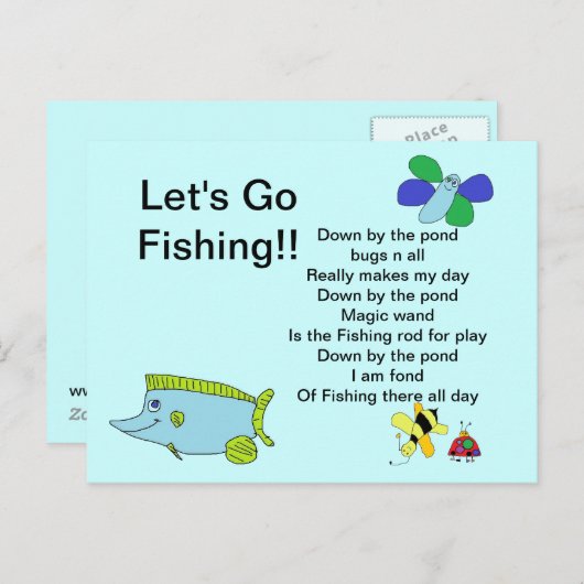 Lasst uns mit Gedicht eine Angelkarte machen Postkarte (Vorne/Hinten)