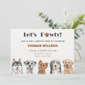 Lasst uns mit niedlichen Hunden Geburtstag feiern Einladung (Stehend Vorderseite)