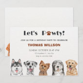 Lasst uns mit niedlichen Hunden Geburtstag feiern Einladung (Vorne/Hinten)