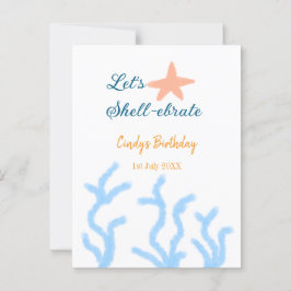 Lasst uns Muschel unter dem blauen Geburtstag feie Postkarte