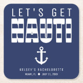 Lasst uns Nauti Blue Junggeselinnen-Abschied holen Rechteckiger Pappuntersetzer (Vorderseite)