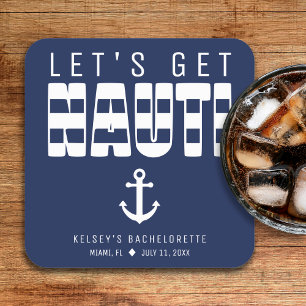 Lasst uns Nauti Blue Junggeselinnen-Abschied holen Rechteckiger Pappuntersetzer