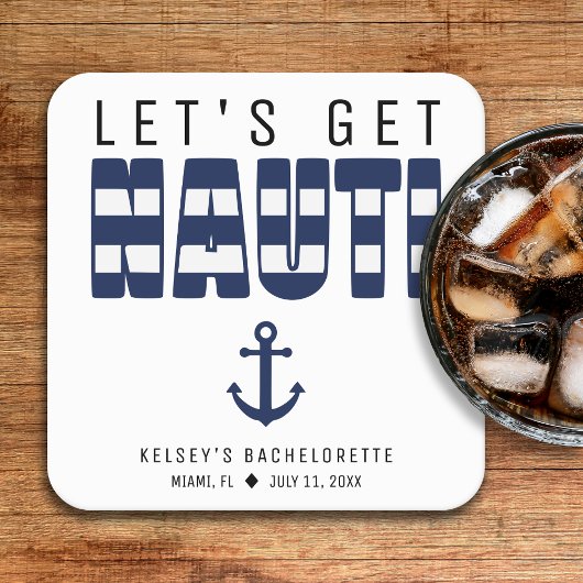 Lasst uns Nauti-Junggeselinnen-Abschied holen Rechteckiger Pappuntersetzer