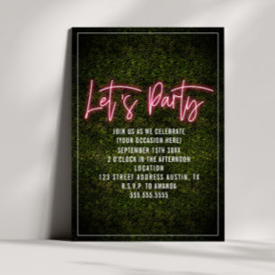 Lasst uns Neon-Party Schrift Boxwood Allgemein Einladung