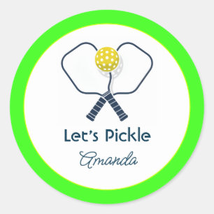 Lasst uns Neon-Preppy-Pickleball-Geburtstag pickle Runder Aufkleber