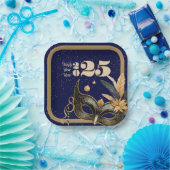 Lasst uns Neujahr Party glamourös blau und schwarz Pappteller (Party)