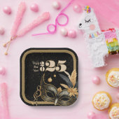 Lasst uns Neujahr Party glamourös Schwarz klingeln Pappteller (Party)