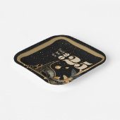 Lasst uns Neujahr Party glamourös Schwarz klingeln Pappteller (Gewinkelt)