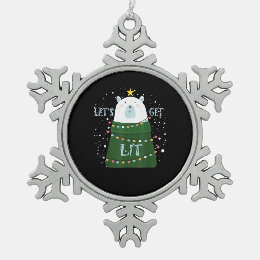 Lasst uns Niedlich Bären Weihnachten Pajamas bekom Schneeflocken Zinn-Ornament (Vorderseite)