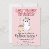 Lasst uns Niedlichen Groovy Halloween Geburtstag v Einladung (Vorderseite)