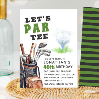 Lasst uns Par-T-Shirt-Editable Golf zum Geburtstag Einladung
