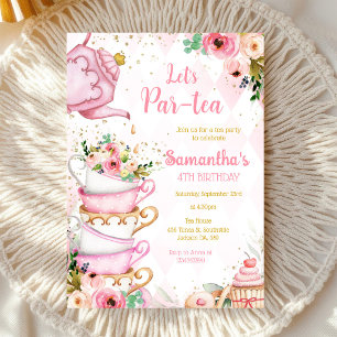 Lasst uns Par-tea Geburtstags-Teeparty-Einladung Einladung