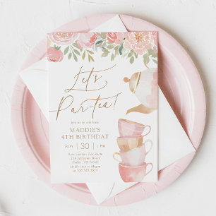 Lasst uns Par-Tee Elegantes Blumentee Party Geburt Einladung