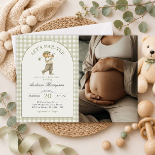Lasst uns Par-Tee Golf Junge Baby Shower Foto Einladung
