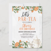 Lasst uns Par-Tee-Party Aquarell Blumentee Geburts Einladung (Vorderseite)