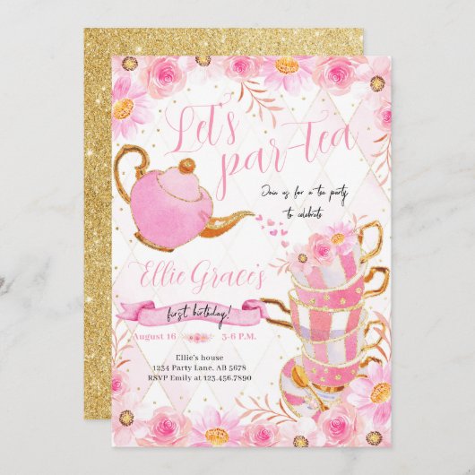 Lasst uns Par-Tee-Party essen Einladung (Vorne/Hinten)