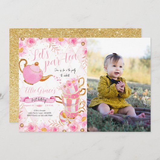 Lasst uns Par-Tee-Party-Foto essen Einladung (Vorne/Hinten)