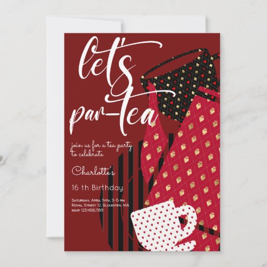 Lasst uns Par-Tee, Tee elegant und einfach Geburts Einladung (Vorderseite)