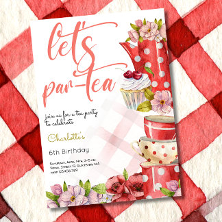 Lasst uns Par-Tee, Teeblume zum Geburtstag machen Einladung