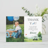 Lasst uns Par-Tee Wasserfarben-Golf-Buggy-Geburtst Dankeskarte (Stehend Vorderseite)