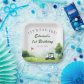 Lasst uns Par-Tee Wasserfarben-Golf-Buggy-Geburtst Pappteller (Party)