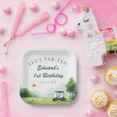 Lasst uns Par-Tee Wasserfarben-Golf-Buggy-Geburtst Pappteller (Party)