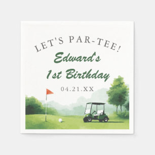 Lasst uns Par-Tee Wasserfarben-Golf-Buggy-Geburtst Serviette