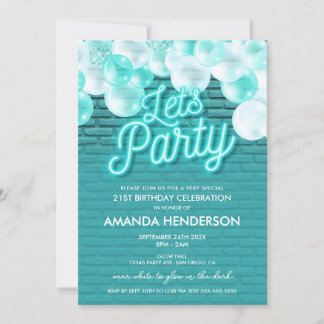 Lasst uns Party Aquamarine Geburtstagseinladung gl Einladung
