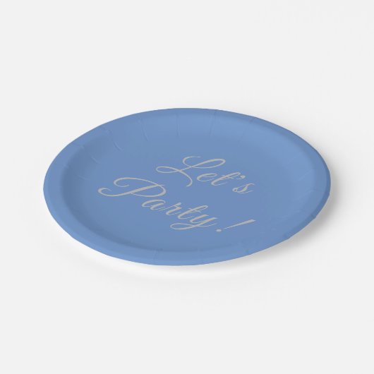 Lasst uns Party Blue 7 Zoll Platte Pappteller (Schrägansicht)