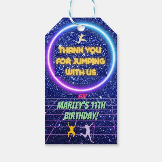 Lasst uns Party Bounce Neon Trampolin Park springe Geschenkanhänger (Vorderseite)