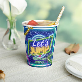 Lasst uns Party Bounce Neon Trampolin Park springe Pappbecher