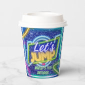 Lasst uns Party Bounce Neon Trampolin Park springe Pappbecher (Rückseite)