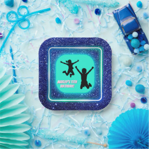 Lasst uns Party Bounce Neon Trampolin Park springe Pappteller