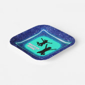 Lasst uns Party Bounce Neon Trampolin Park springe Pappteller (Gewinkelt)