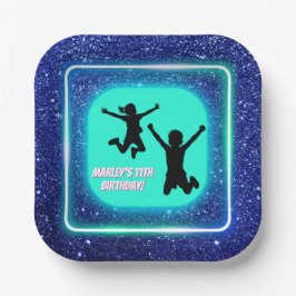 Lasst uns Party Bounce Neon Trampolin Park springe Pappteller