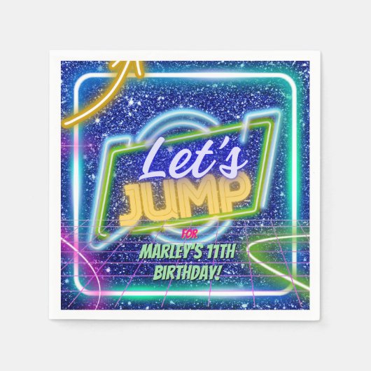 Lasst uns Party Bounce Neon Trampolin Park springe Serviette (Vorderseite)