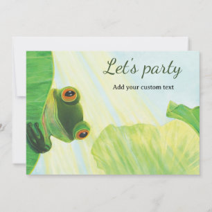 Lasst uns Party - Der große mit Augen grüne Frosch Einladung