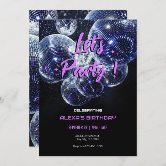Lasst uns Party-Diskothek Einladung (Vorne/Hinten)