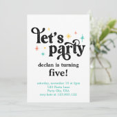 Lasst uns Party Einladung zum Geburtstag (Stehend Vorderseite)