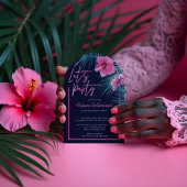 Lasst uns Party Elektrische Neon Pink Tropischen G Einladung