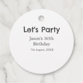 Lasst uns Party glücklich 30. Geburtstag, einfache Geschenkanhänger (Rückseite)