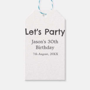 Lasst uns Party glücklich 30. Geburtstag, einfache Geschenkanhänger