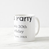 Lasst uns Party glücklich 30. Geburtstag, einfache Kaffeetasse (VorderseiteRechts)