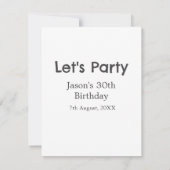 Lasst uns Party glücklich 30. Geburtstag, einfache Mitteilungskarte (Rückseite)