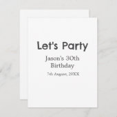 Lasst uns Party glücklich 30. Geburtstag, einfache Mitteilungskarte (Vorne/Hinten)