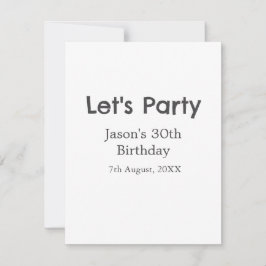 Lasst uns Party glücklich 30. Geburtstag, einfache Mitteilungskarte