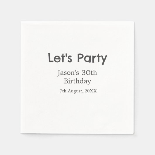 Lasst uns Party glücklich 30. Geburtstag, einfache Serviette (Vorderseite)